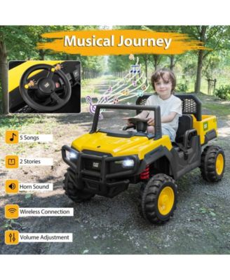 24V Ride On Dump Truck Licensed Caterpillar 2-Seater Kids Car with Remote Control