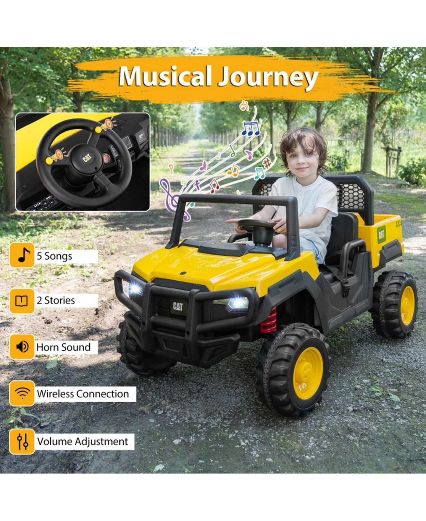 Детская игрушка SUGIFT 24V Ride On Dump Truck Licensed Caterpillar 2-Seater Kids Car with Remote Control, цвет: Жёлтый — фото 6
