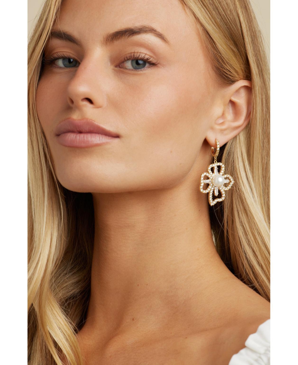 Holly & Crystal Flower Drop Earrings