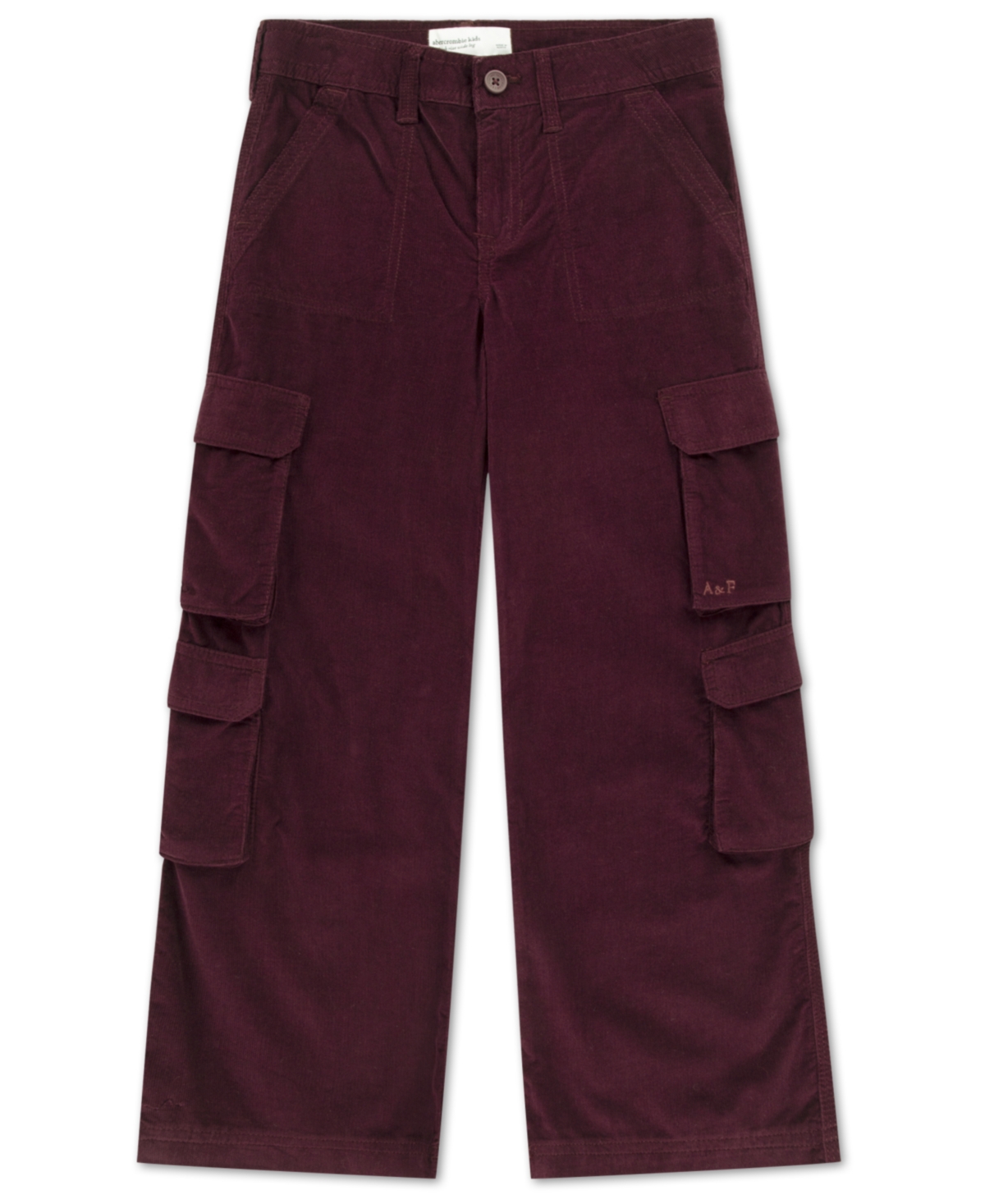 Abercrombie Kids' Big Girls Corduroy Wide Leg Cargo Pants In Burgundy