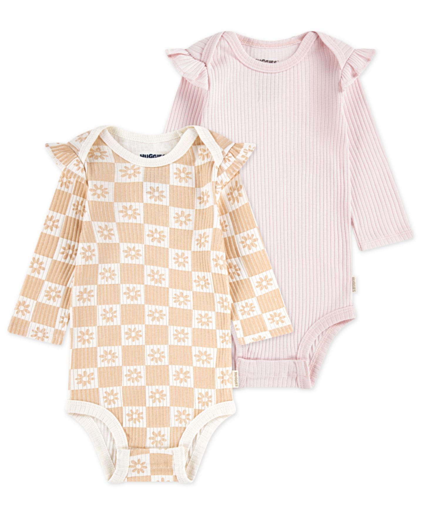 Свитшоты Baby, круглый вырез, 2 шт. — Huggies, цвет: Хаки / Розовый — фото 1