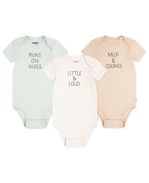 Детские боди Huggies с коротким рукавом, 3 шт, цвет: Белый / Бежевый