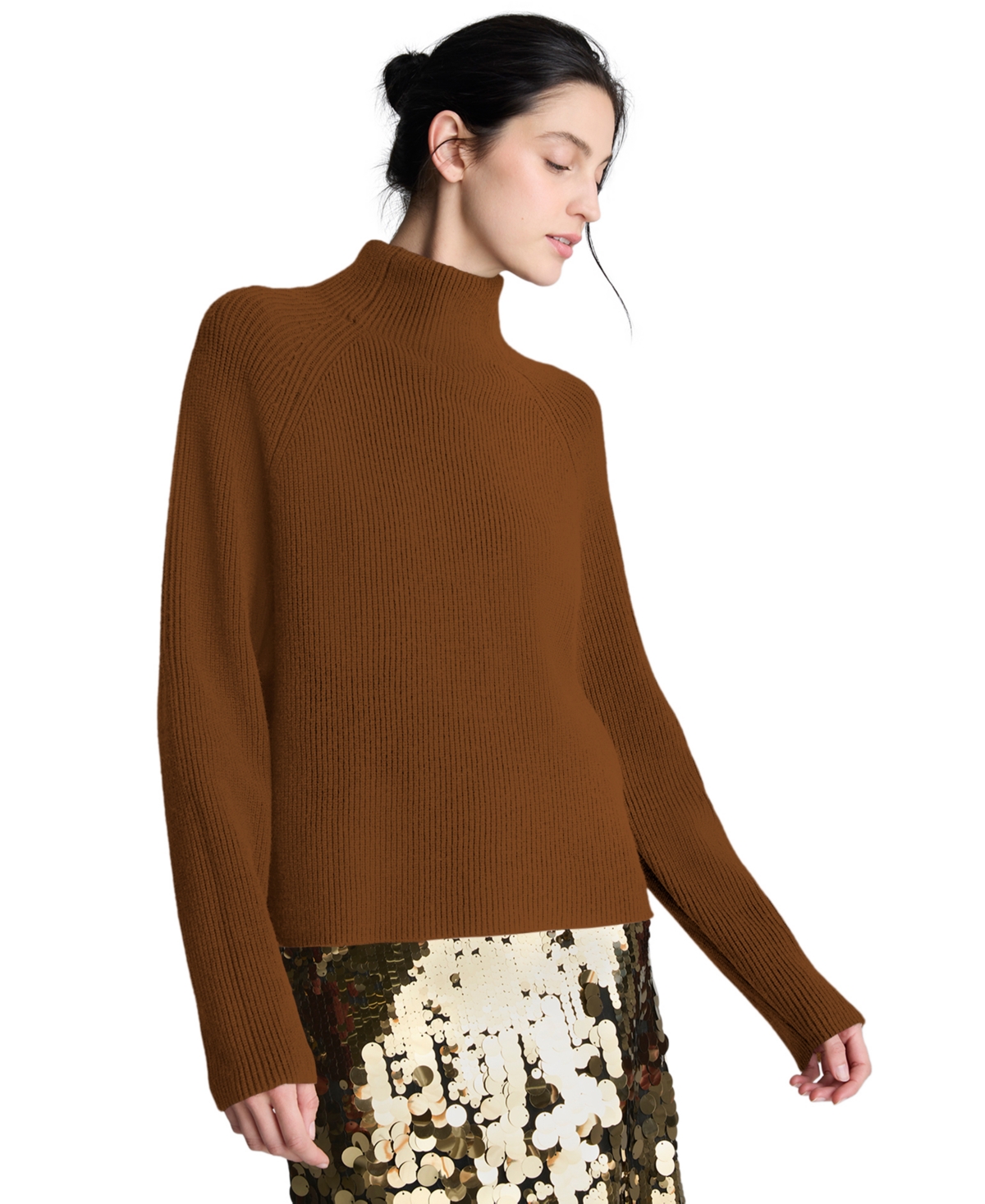 Kenneth Cole Women's Mock Neck Raglan Sweater