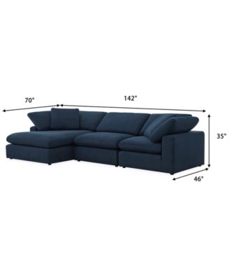 Fog 3-Pc. Fabric Chaise Sectional Sofa Set