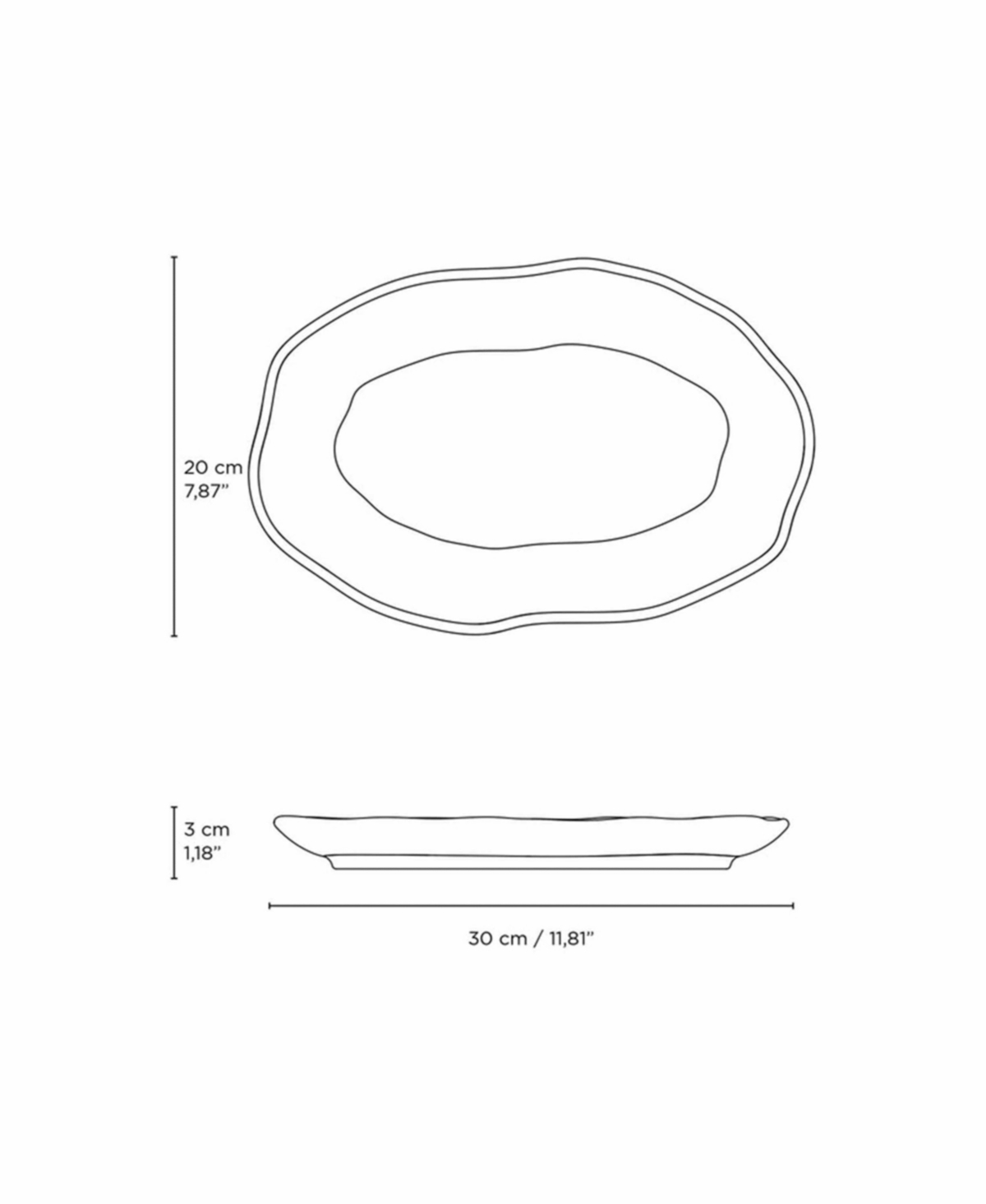 Porto Brasil Shallow Bio Oval Platter Medium Set Of 4 In Gray
