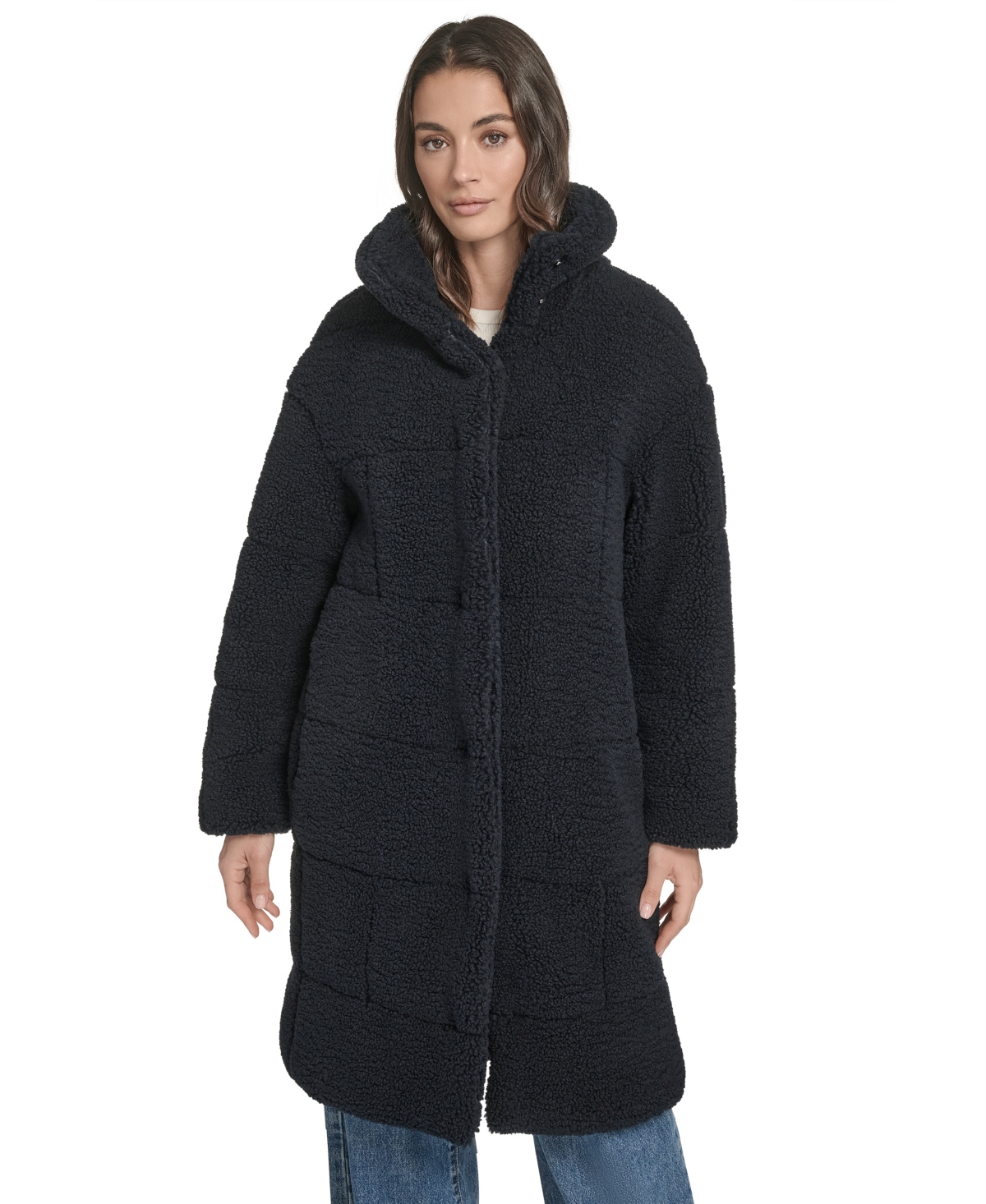 Levi's Women's Regular Sherpa Snap-closure Teddy Coat In Blue