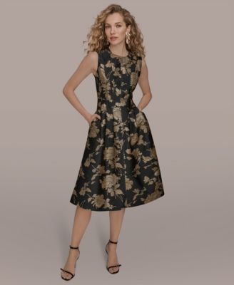 Donna Karan New York - Women's Jacquard Fit and Flare Dress