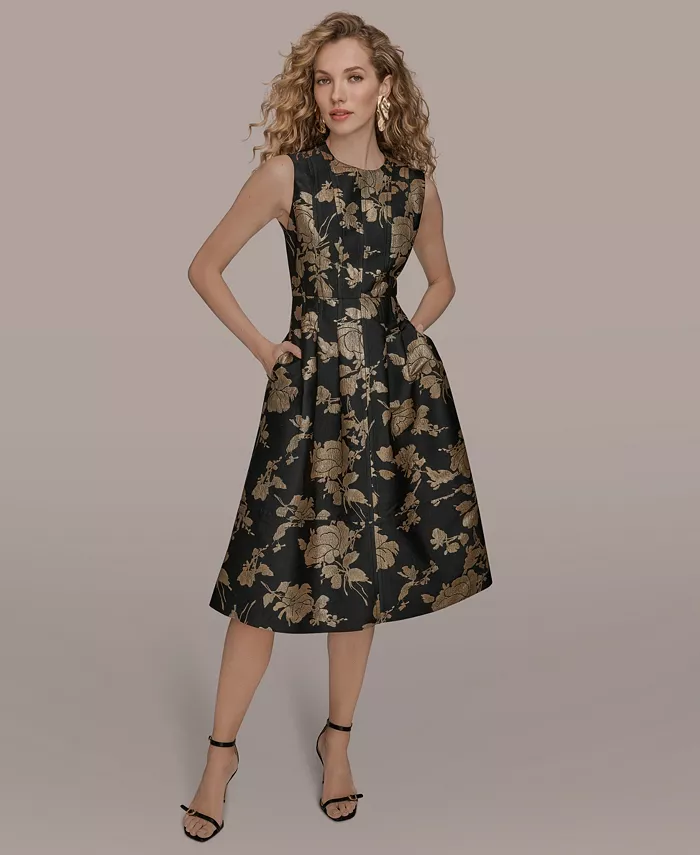 Women's Jacquard Fit and Flare Dress
