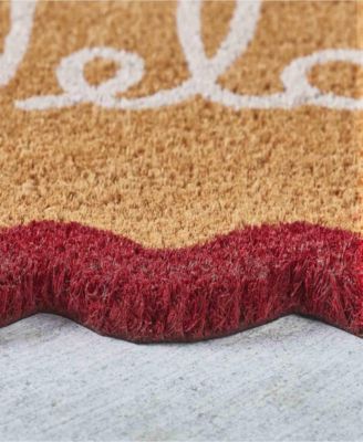Scalloped Edge Welcome Coir Outdoor Doormat, 18" x 30"