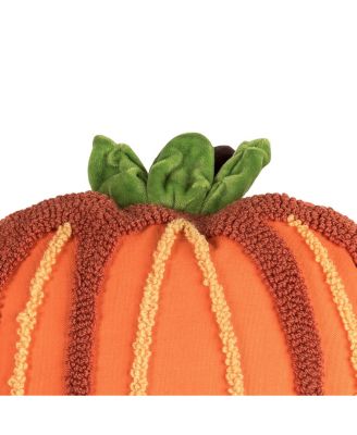 Botanical Pumpkin Shaped Hooked Accent Throw Pillow 18" x 18"