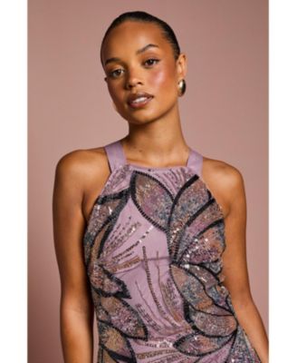 Petite Beaded Column Midi Dress