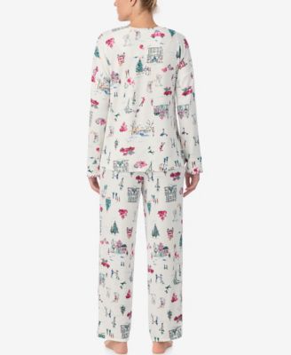Women's Printed Round Neck Top and Pants Pajama Set