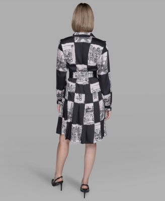 Women's Printed Belted Shirt Dress