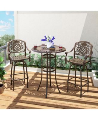 2 - Person Cast Aluminum Round Outdoor Dining Set Patio Bar Set