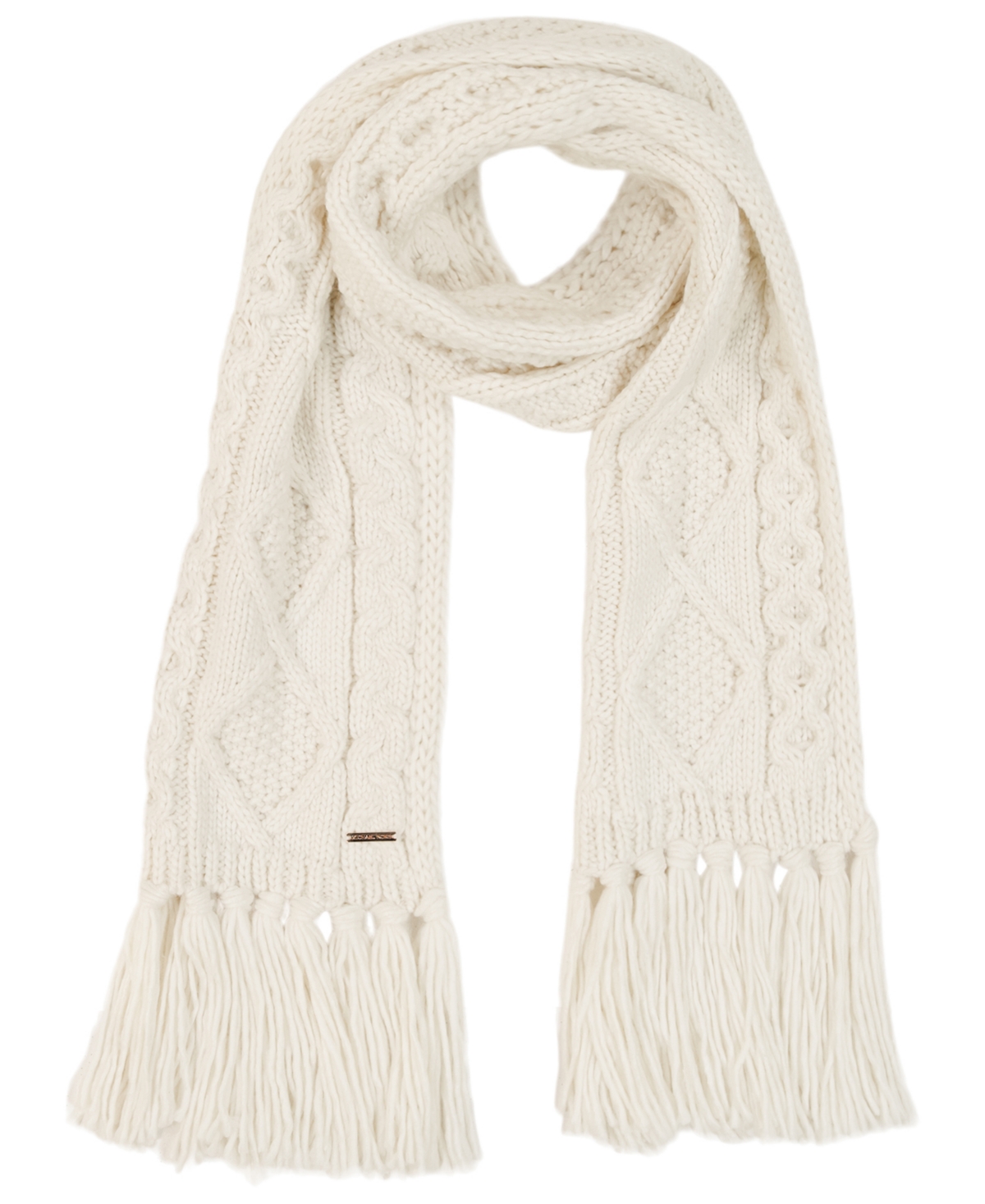 Michael Kors Michael  Women's Diamond Cable Fringe Scarf In Brown