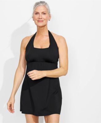 Women's Square Neck Halter Swim Dress One Piece Swimsuit