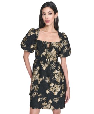 Women's Square Neck Puff Sleeve Dress