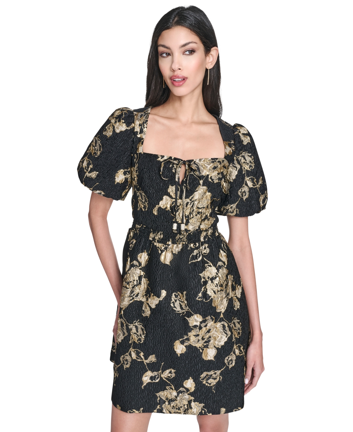 Vince Camuto Women's Square Neck Puff Sleeves Dress