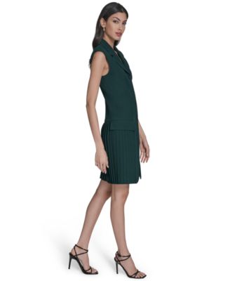 Women's Sleeveless Crepe Shirt Dress