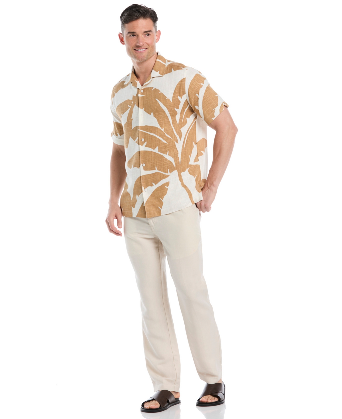 Cubavera Men's Large Palm Print Short Sleeves Shirt
