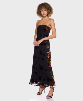 Junior's Flocked Strapless Dress