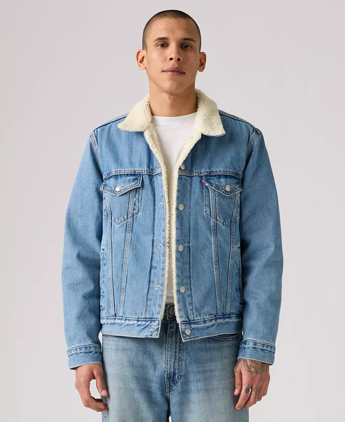 Men's Regular Fit Sherpa Denim Trucker Jacket - thumbnail 7