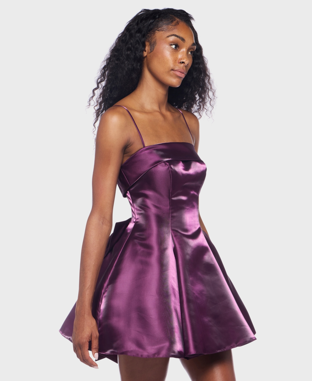 Alex & Sophia Juniors' Square Neck Short Dress In Purple