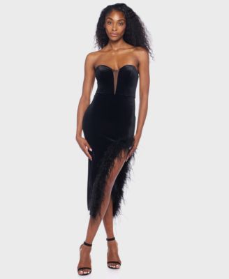 Alex & Sophia - Junior's Strapless Midi Feather Dress