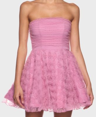 Junior's Pleated Bodice Strapless Party Dress