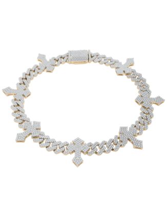 Men's Cross Diamond Bracelet (4 ct. t.w.) in 10k Yellow Gold