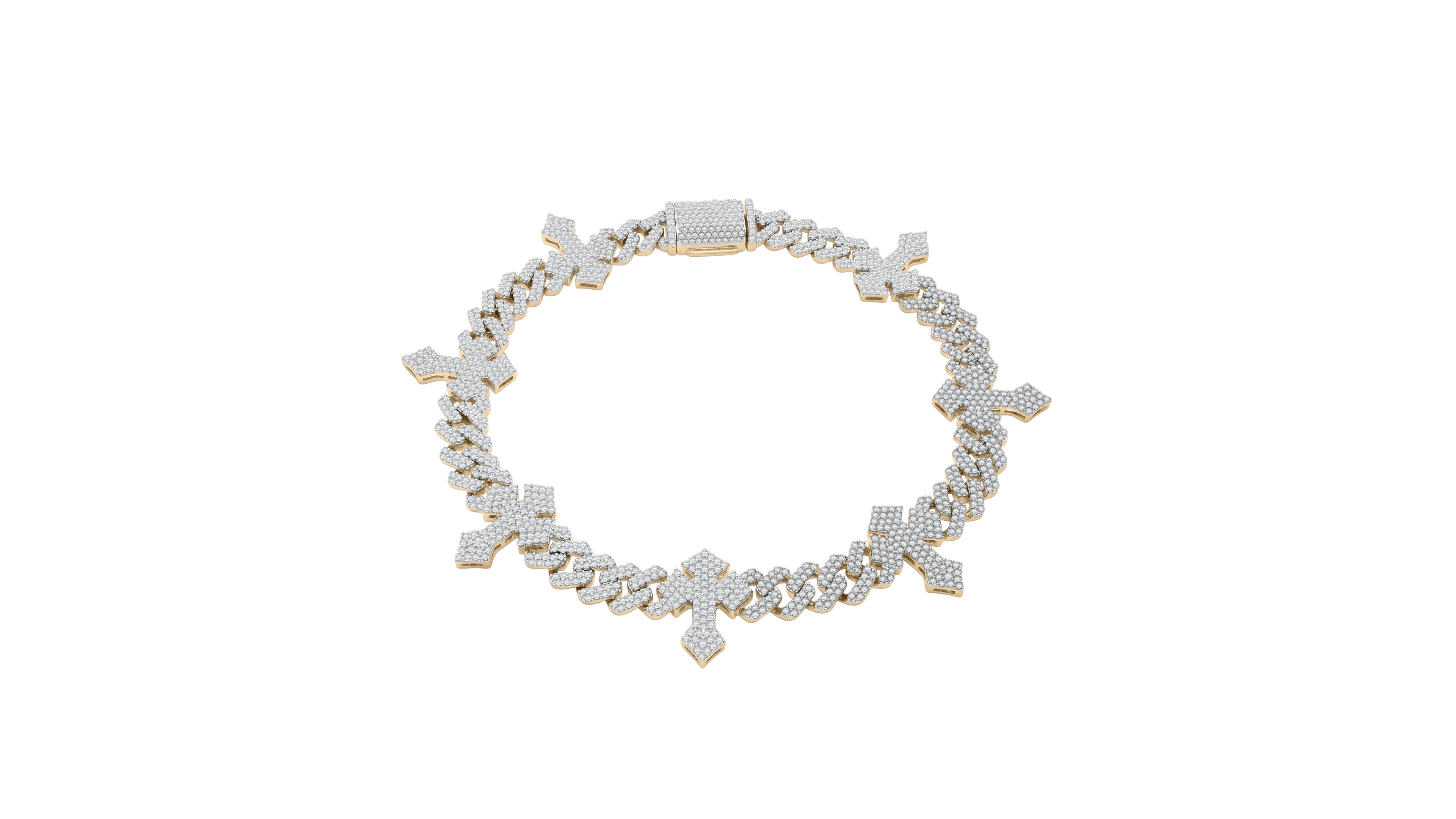 Macy's Men's Cross Diamond Bracelet (4 ct. t.w.) in 10K Yellow Gold