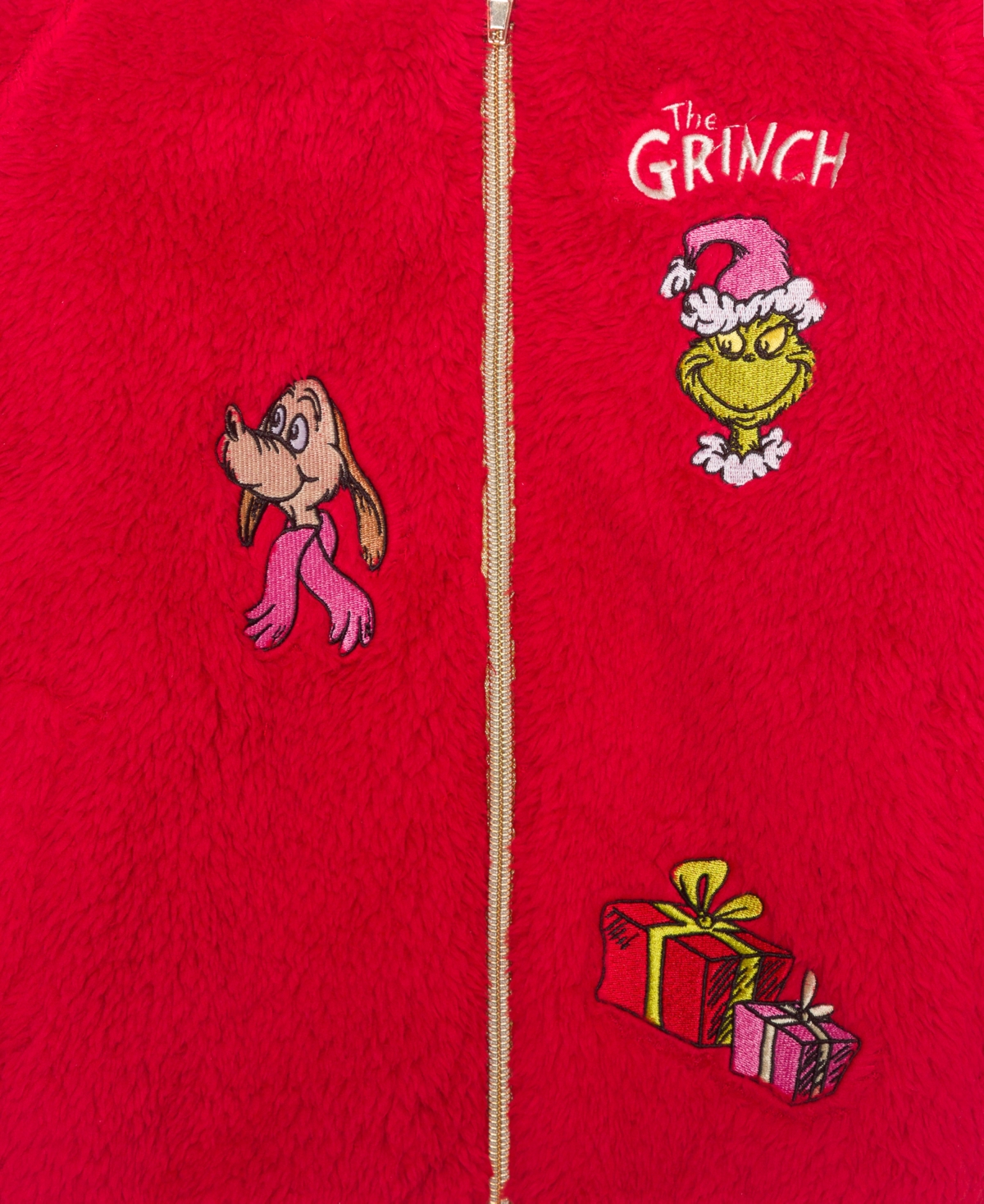 The Grinch Girls 2t-6x Zipper Woobie Jacket In Red