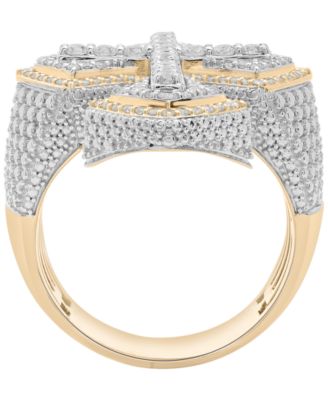 Men's Diamond (1 ct. t.w.) Cross Ring in 14k Gold-Plated Sterling Silver