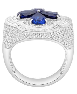 Men's Sapphire (3-1/2 ct. t.w.) & Diamond (1/3 ct. t.w.) Ring in Sterling Silver