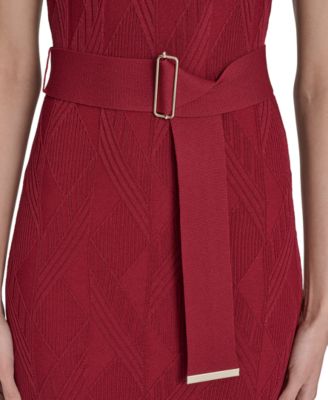 Women's Extended Cap Sleeve Belted Dress