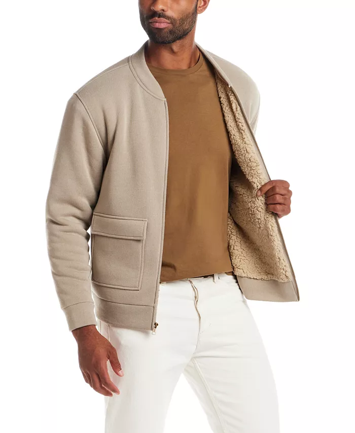 Men's Zip Front Sherpa Lined Bomber Jacket - thumbnail 7