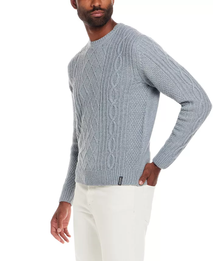 Men's Alpaca Blend Mixy Cable Knit Crew Neck Sweater - thumbnail 2