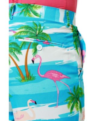 Men's Flamingo Print Costume - Slim Fit - Includes Matching Blazer Jacket - Pants & Tie - Tropical Party Costumes