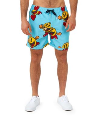 Men's Hawaiian 2 Piece Set - PAC-MAN Summer Beach Swim Wear Slim Fit - Includes Short Sleeve Shirt and Shorts