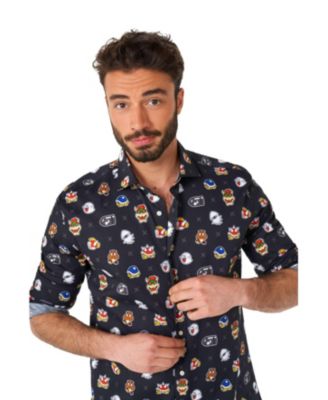 Men's Super Mario Bad Guys Shirt - Nintendo Outfit - Including 1 Button-Up Shirt - Black - Long sleeve