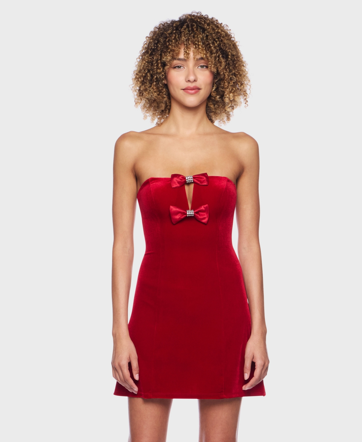 B Darlin Juniors' Strapless V-Neck Fitted Dress