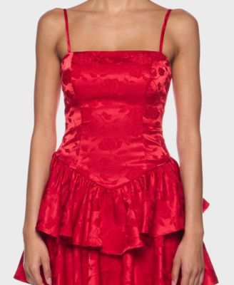 Juniors' Strapped Ruffle Layered Square Neck Dress