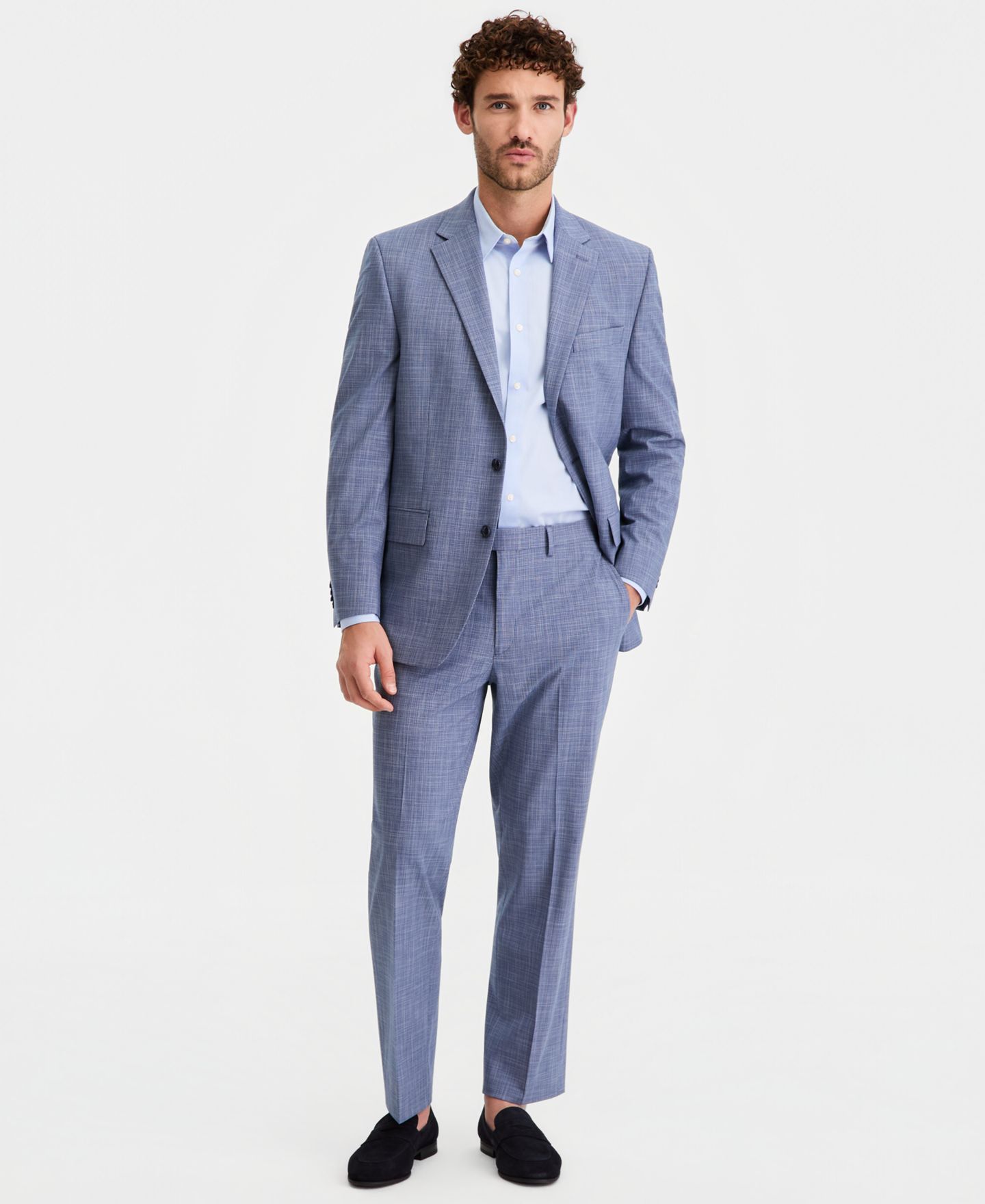 Мужские комплекты Perry Ellis Portfolio Modern-Fit 2-Piece Suit, цвет: Синий — фото 2