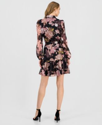 Women's Floral Tiered-Hem Shirtdress