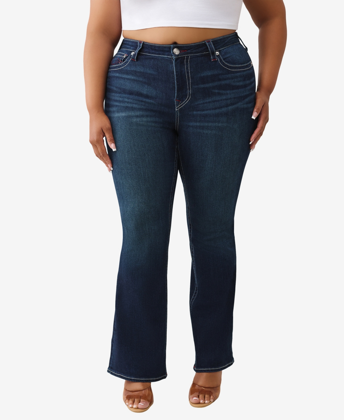 True Religion Women's Plus Size Becca Bootcut Mid Rise Jean In Blue