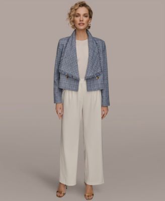 Women's Shawl Collar Fringe Detail Wrap Jacket