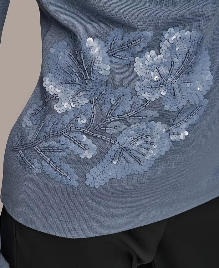 Women's Floral Detail Long Sleeves Relaxed Top - thumbnail 4
