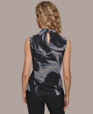 Women's Tie Neck Halter Bar Hardware Top