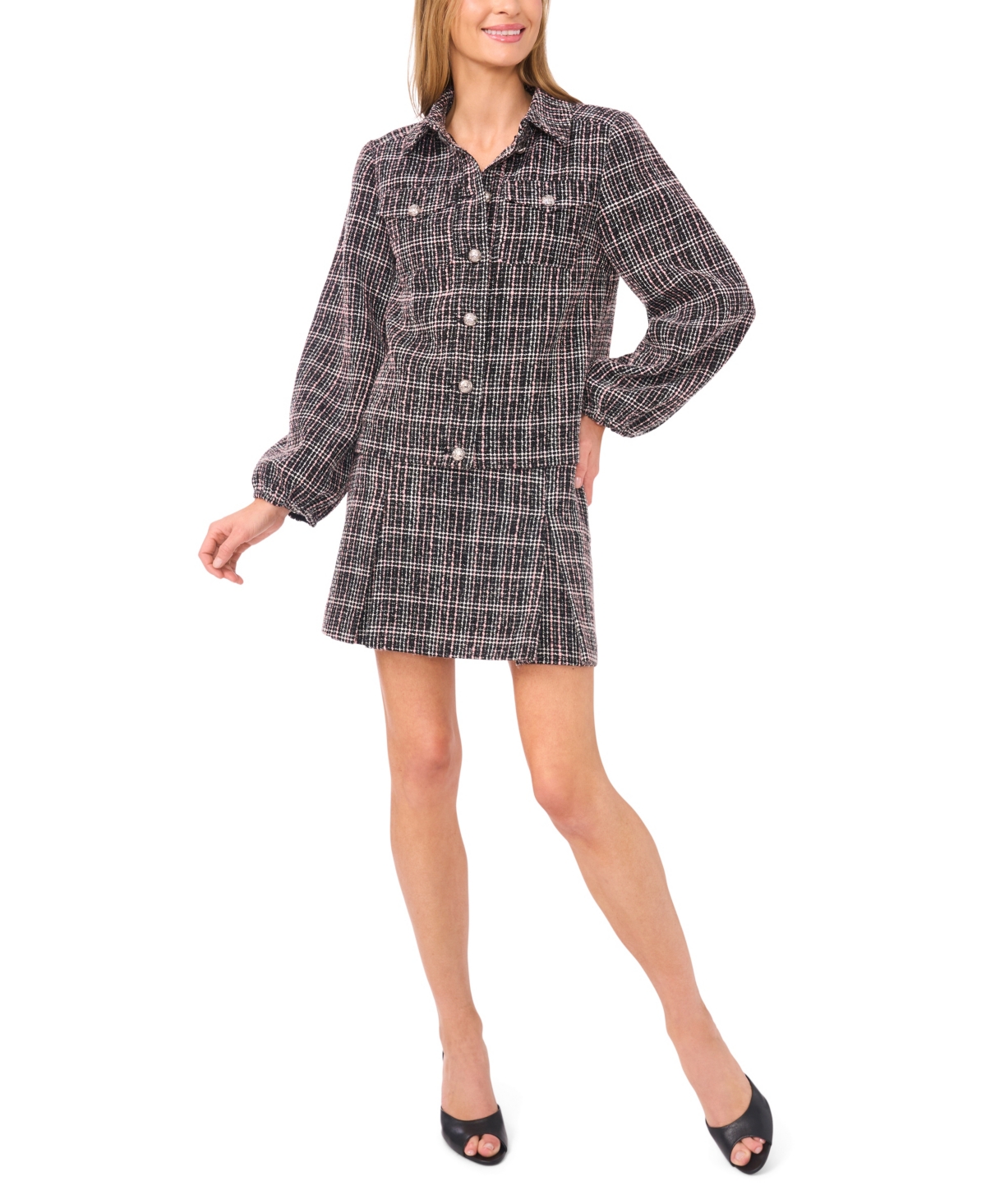 Cece Women's Balloon Long Sleeve Chest Patch Jacket In Black