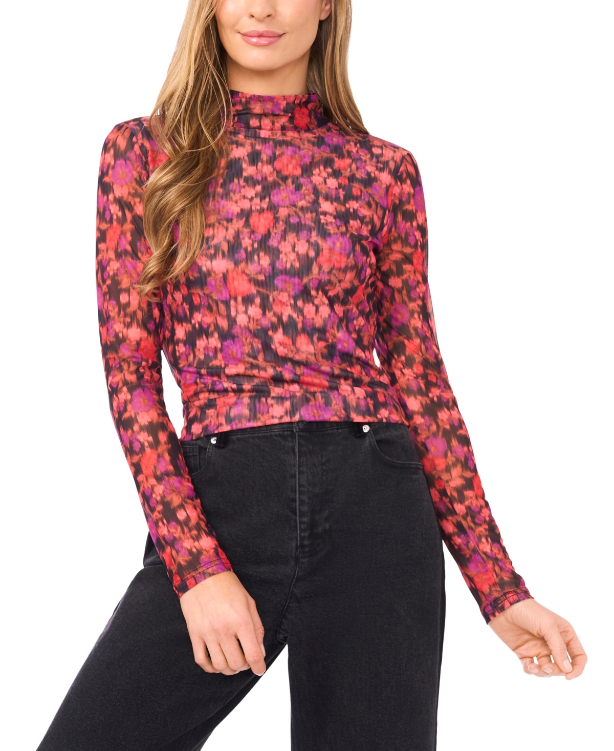 CeCe Women's Fitted Long Sleeve Turtle Neck Top